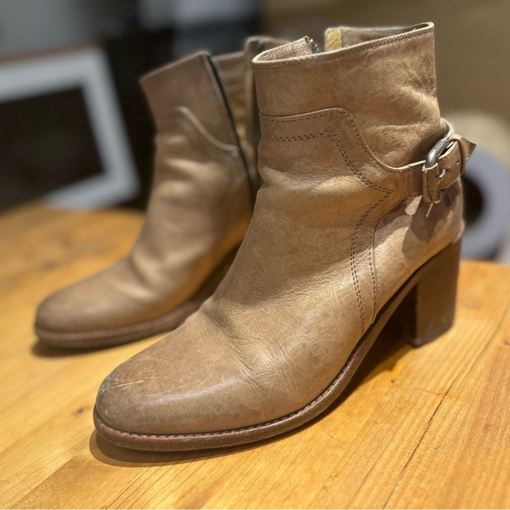 Frye chunky heel boots
